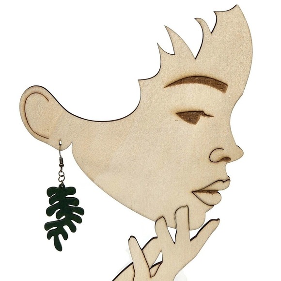 Algae Leaf Dangle Earring • French Hook • All-Natural Materials • Eco Homemade - Picture 1 of 3